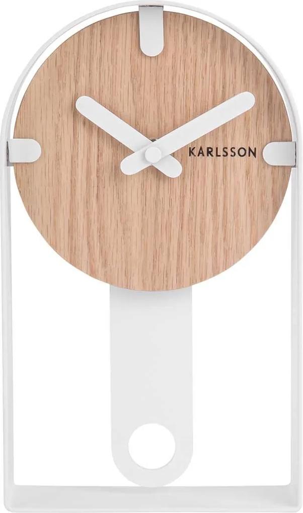 KARLSSON Stolné hodiny Dashed Oak biele 22 × 13 × 5 cm