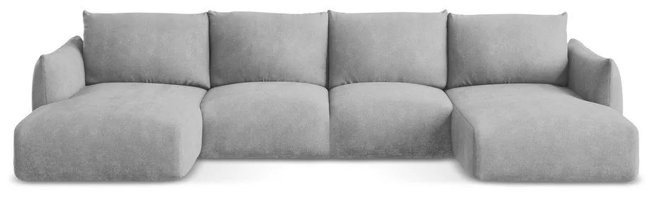 Svetlosivá ženilková rozkladacia rohová pohovka (do tvaru "U") Leila – Makamii