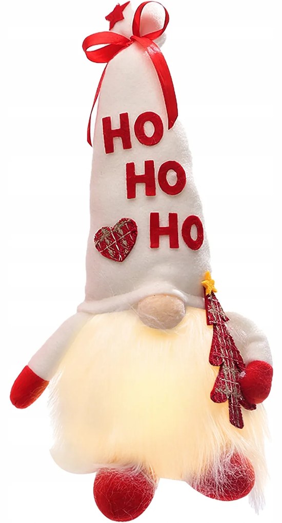 Vianočný LED škriatok 36 cm - "HO HO HO"