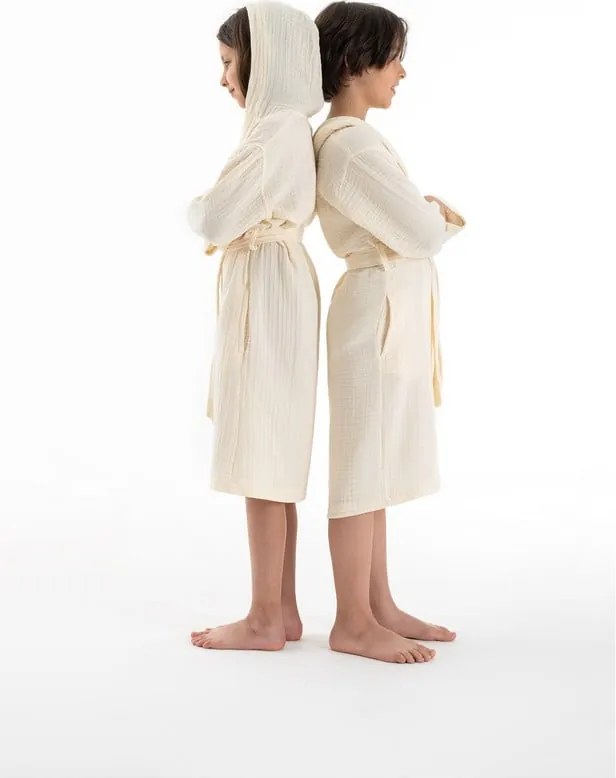 Krémový mušelínový detský župan veľkosť 7-8 rokov Muslin – Foutastic