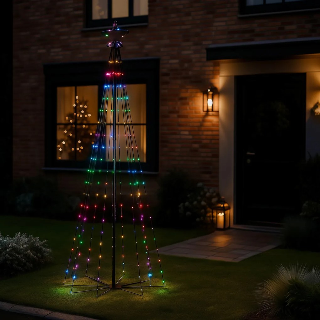 Vianočná stojaca lampa čierna 240 cm vrátane LED RGB IP44 s diaľkovým ovládaním - Nagi