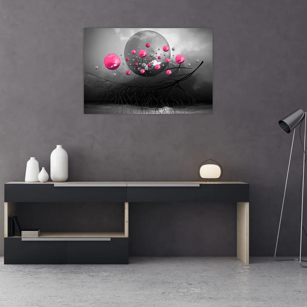 Obraz ružových abstraktných gulí (90x60 cm)
