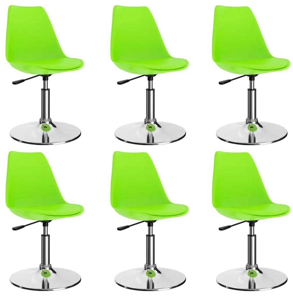 vidaXL Otočné jedálenské stoličky 6 ks, zelené, umelá koža
