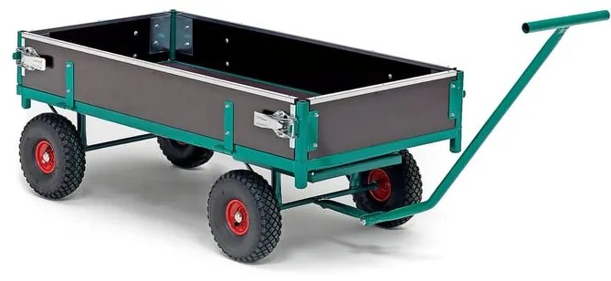 Prepravný vozík s drevenými bočnicami NIGEL, nosnosť 650 kg, 1500x750 mm