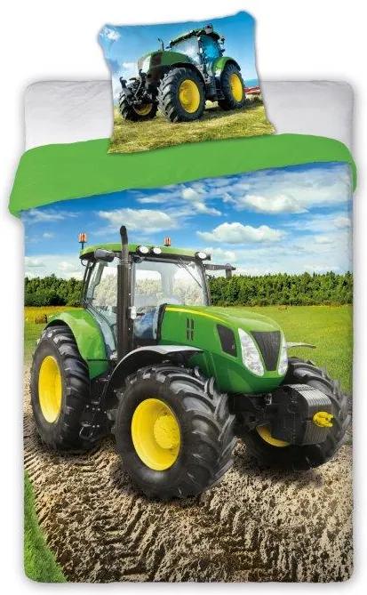 Faro Detské obliečky Traktor - zelený 140x200 cm