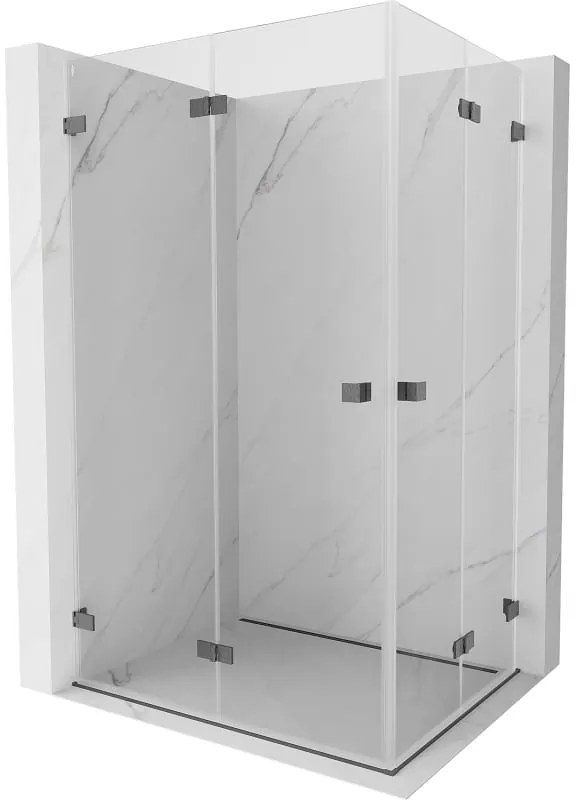 Mexen Lunar-F Duo, sklápací sprchový kút 80 x 75 cm, 8mm číre sklo, profil grafit brúsený, 836-080L-075P-66-00