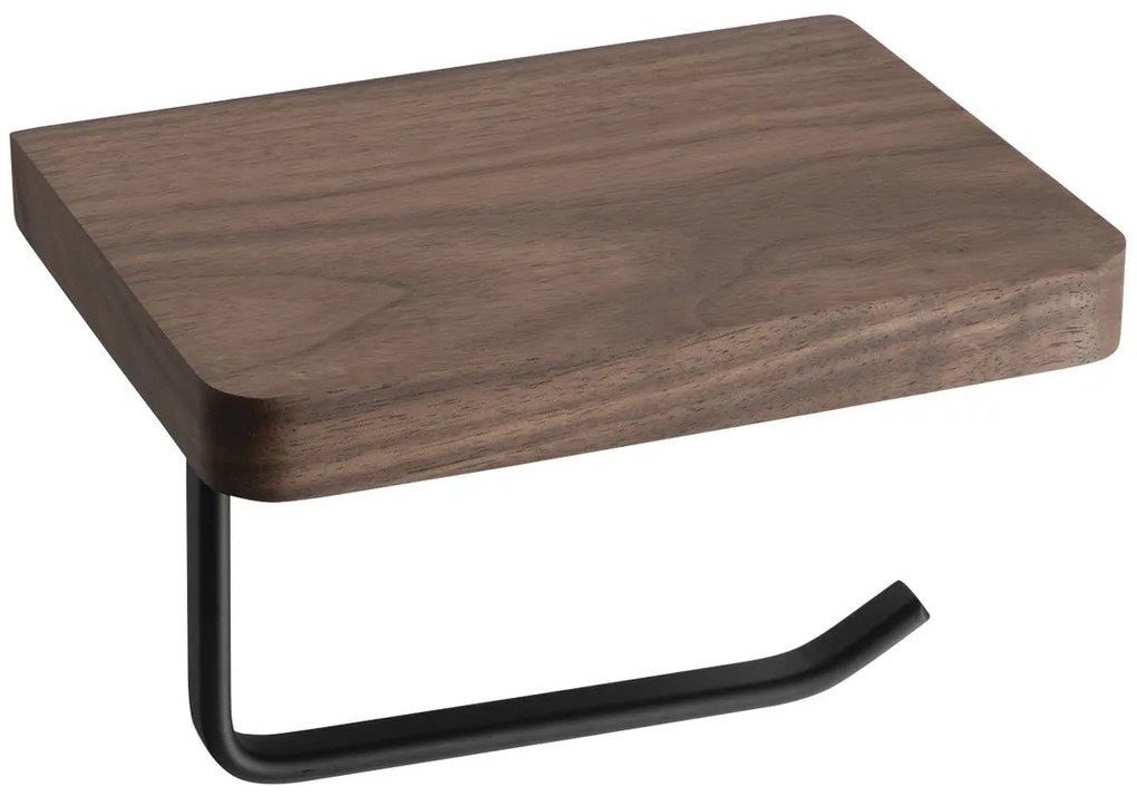 Sapho Sapho, SKA Držiak na toaletný papier s poličkou 15x10x12cm, čierny mat/orech, SKA417