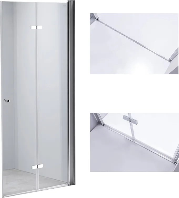BPS-koupelny Zalamovacie otočné sprchové dvere HYD-JSD01E 120 chrom/transparent pre inštaláciu do niky - bez vaničky