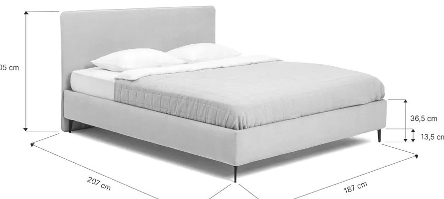 Šedá čalúnená dvojlôžková posteľ s matracom/s roštom 180x200 cm Noira Slim - Bonami Selection