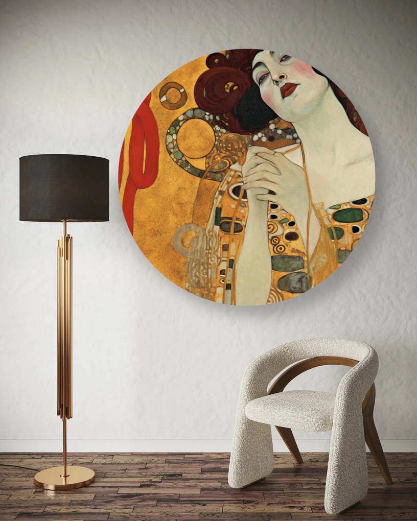 Gario Okrúhly obraz na plátne Krásna žena - Gustav Klimt, reprodukcia Rozmery: 80 x 80 cm