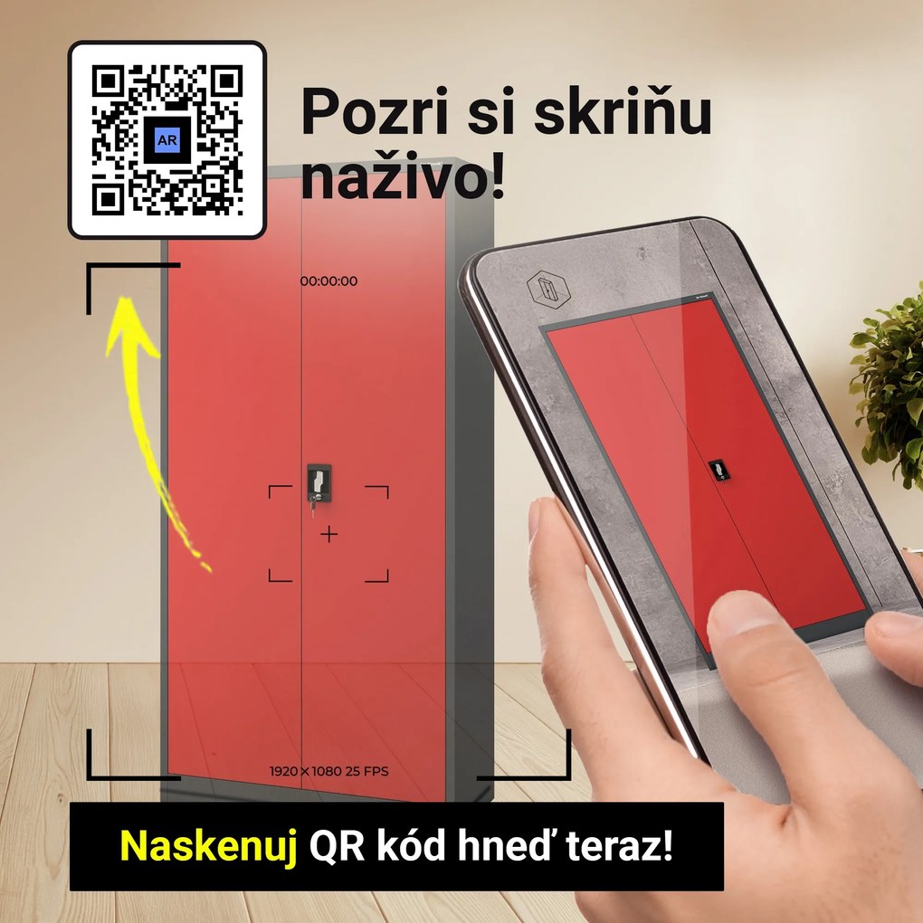 Kancelárska skriňa na dokumenty so 4 policami, antracitovo-červená, 900x1850x400 mm: JAN