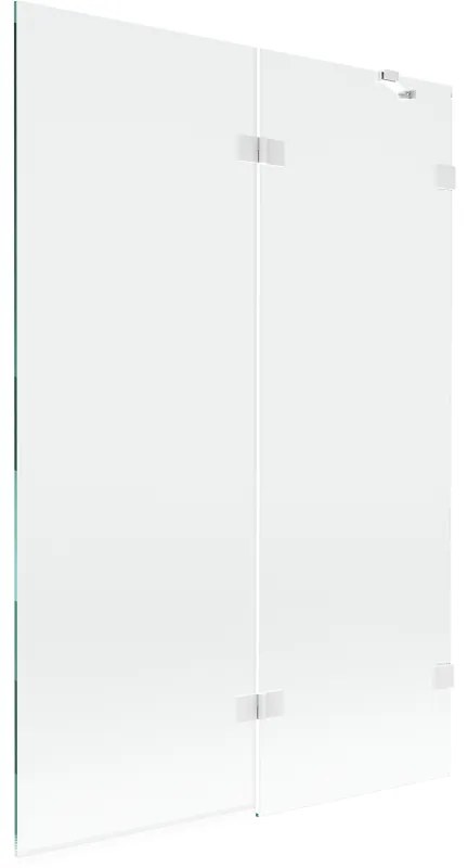 Mexen Lunar, 2-krídlová vaňová zástena pravá 120 x 150 cm, číre sklo, biela, 897-120-100-20-00-P