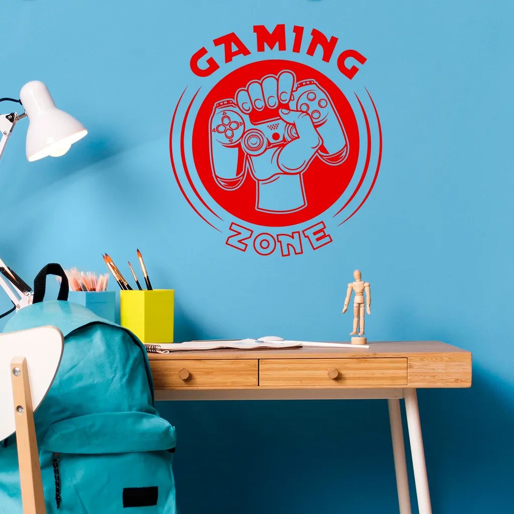 Veselá Stena Samolepka Joystick v ruke Farba: oranžová, Veľkosť: 100 x 109 cm
