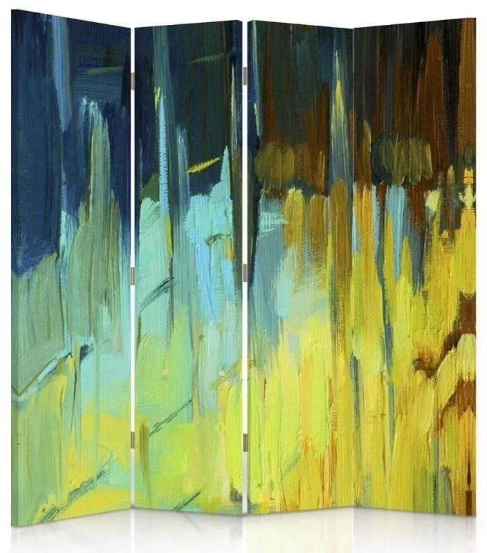 Ozdobný paraván Abstraktní malba - 145x170 cm, štvordielny, klasický paraván