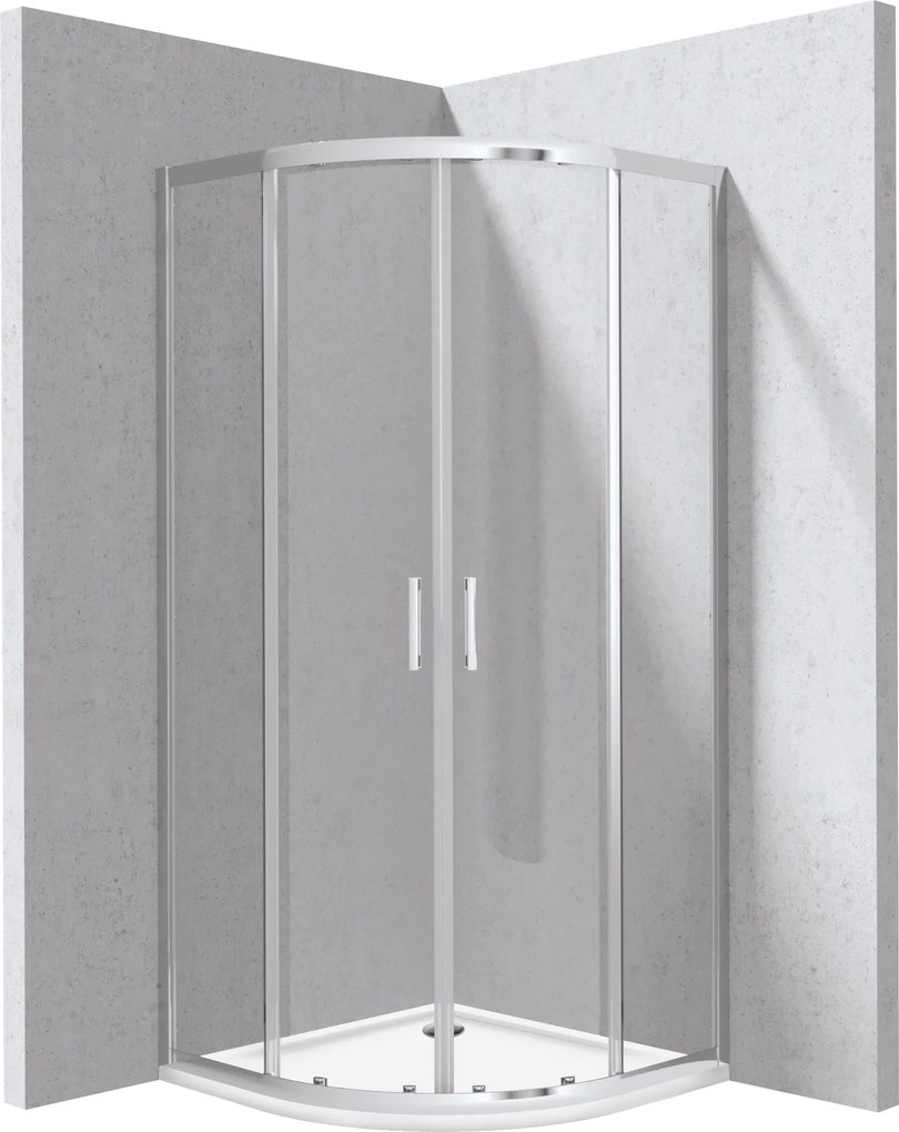 Deante Štvrťkruhový sprchovací kút Funkia Evo 80x80 cm - KYPP0088P, chróm + sprchová vanička biela