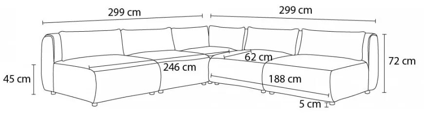 Rohová pohovka (variabilná) v horčicovohnedej farbe Jeanne - Bobochic Paris