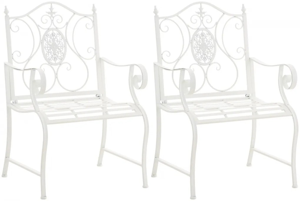 Kovová stolička Punjab s područkami (SET 2 ks) - Biela