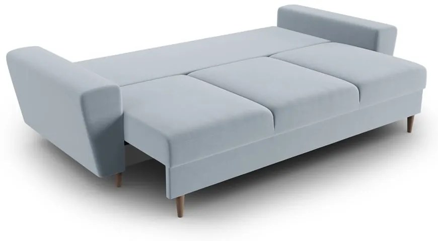 Svetlomodrá zamatová rozkladacia/s úložným priestorom pohovka 235 cm Kyoto – Cosmopolitan Design
