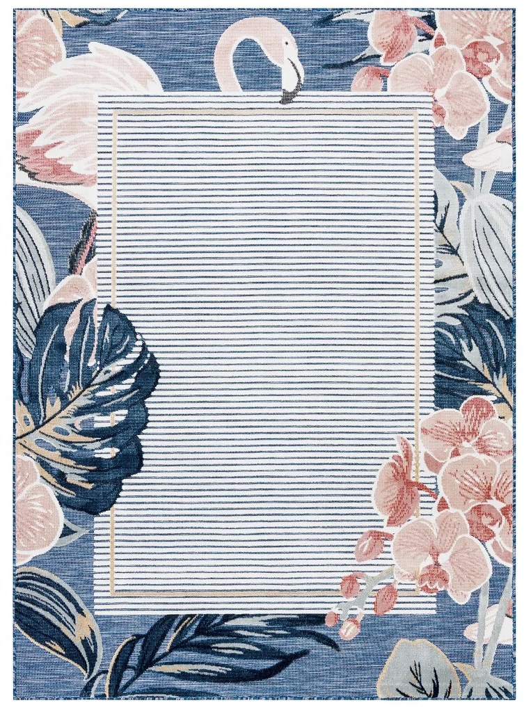 Kusový koberec Botanic 65240 Flamingo navy – na von aj na doma, 117x170, modrá, chodba / predsieň, Dywany Łuszczów