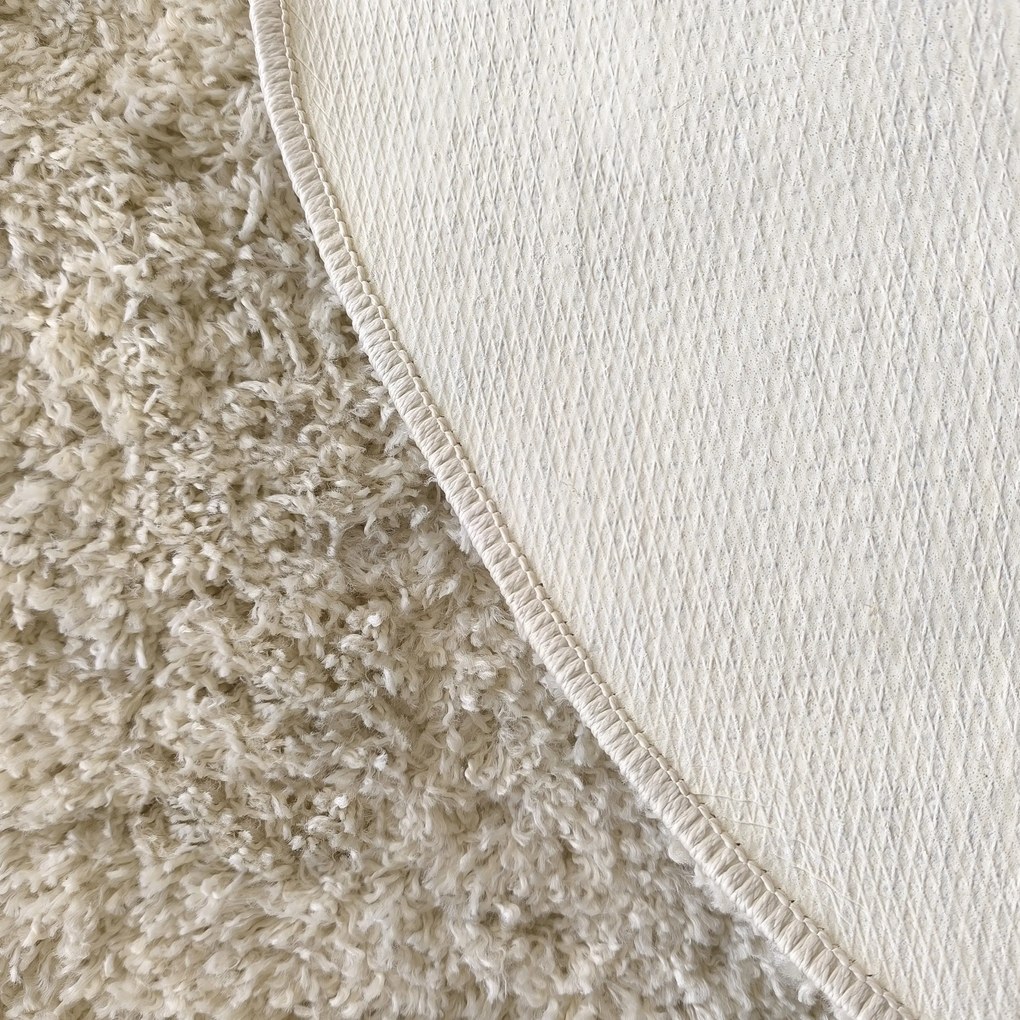 DY Krémový okrúhly shaggy koberec Camel Rozmer: 60 cm