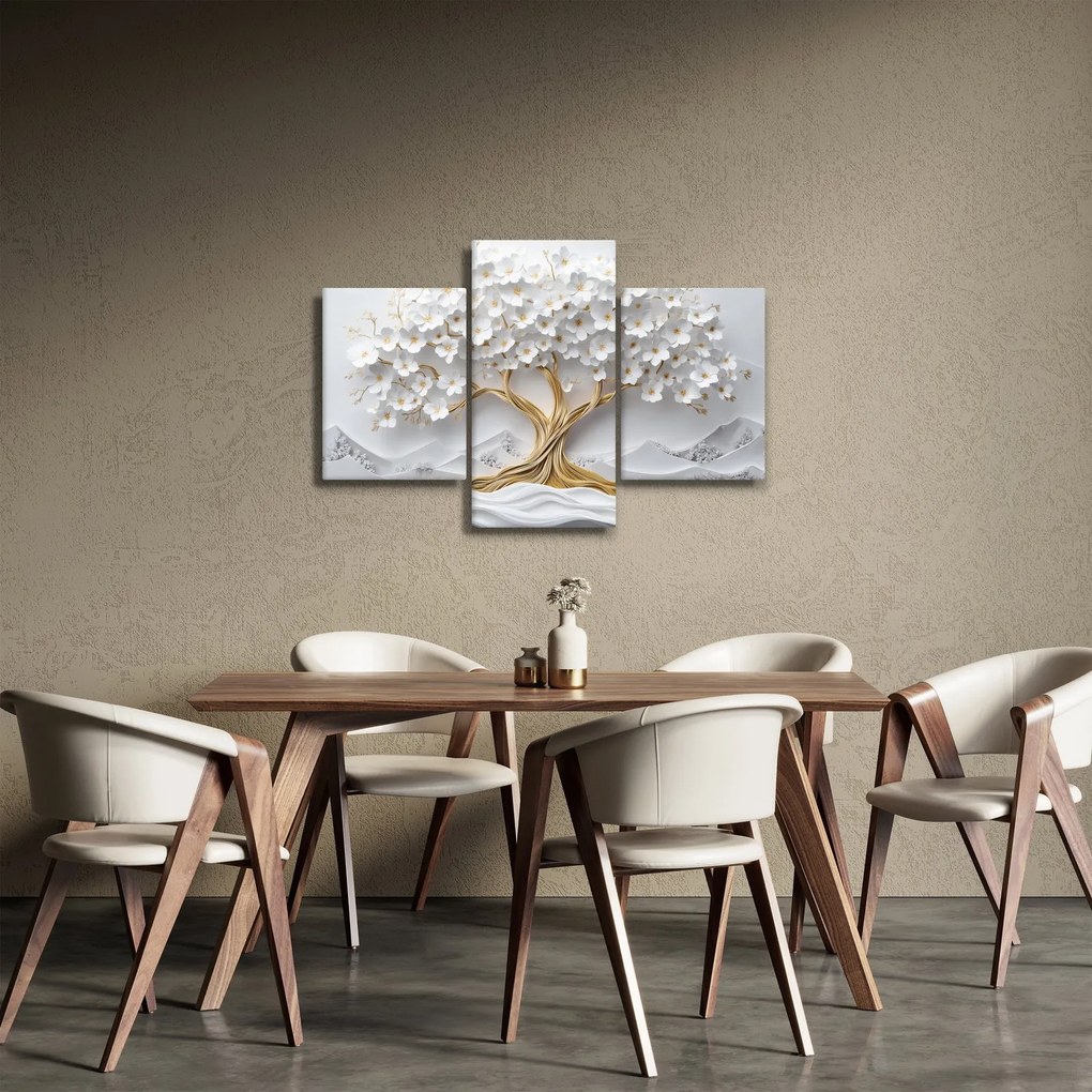 Obraz – 3D elegantný strom života plný kvetov (90x60 cm)