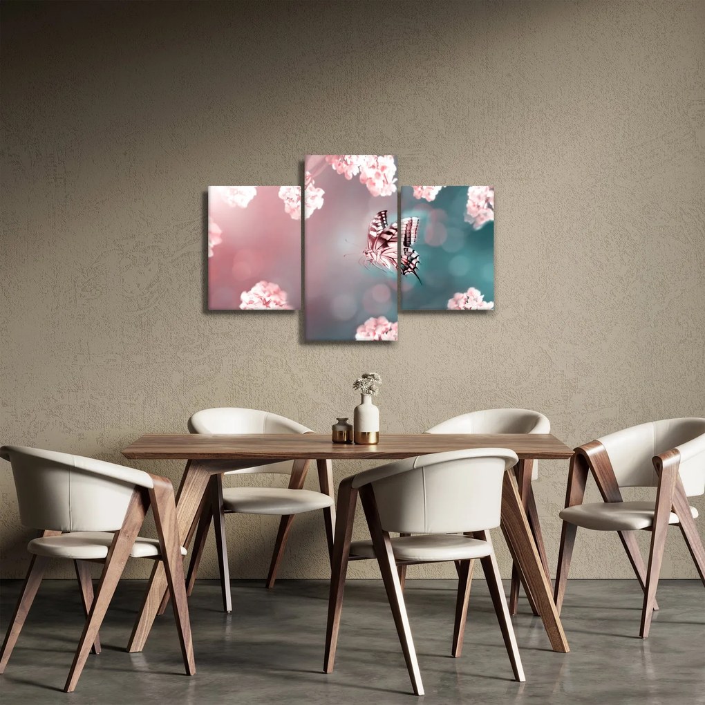 Obraz - Motýľ medzi kvetmi (90x60 cm)