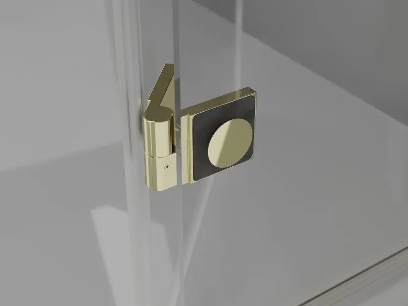 Mexen Mist-F T, 1-krídlový skladací sprchový kút ľavý 120 x 120 cm, číre sklo, zlatý lesklý profil, 8A6T-120-120-50-00-L