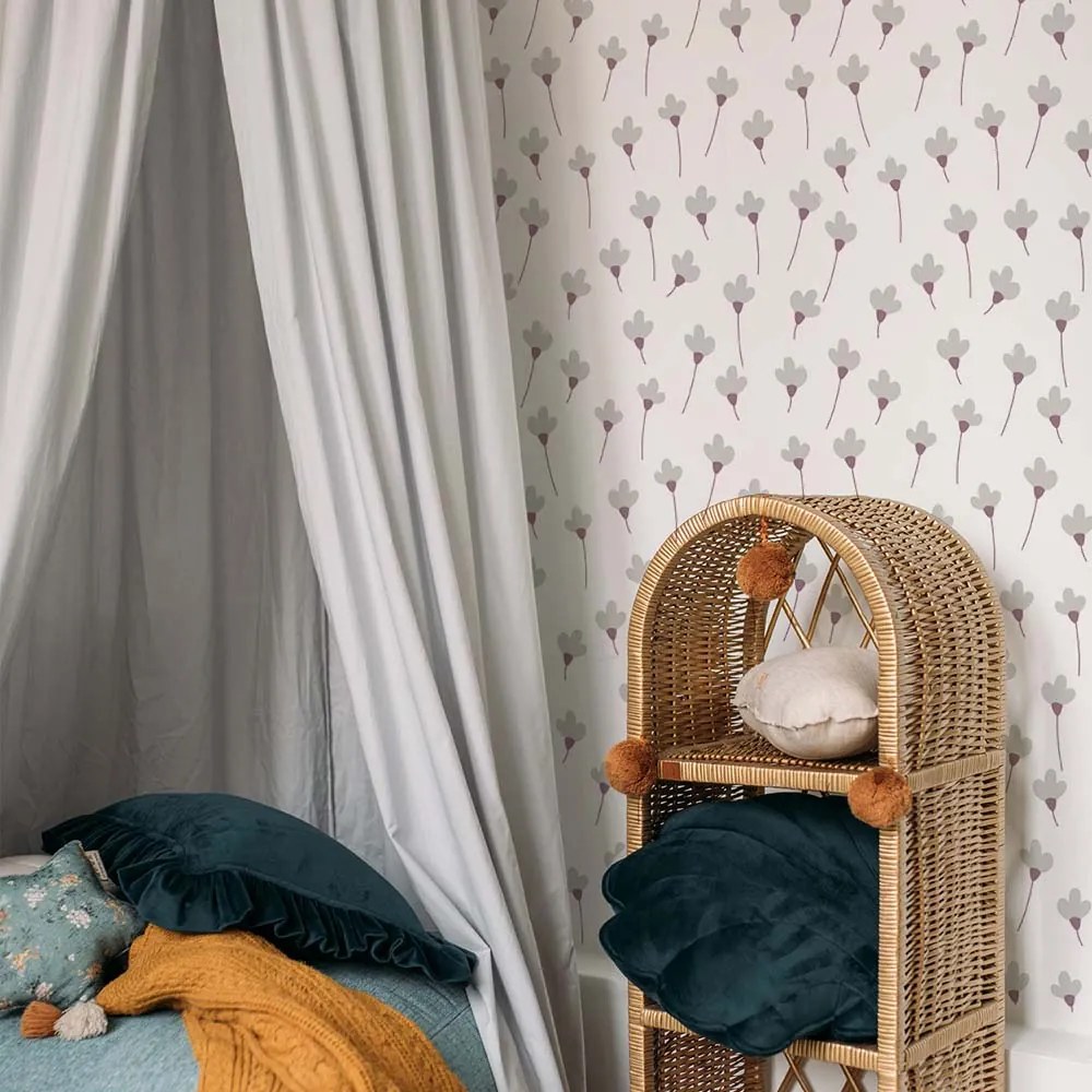 Tapeta sedmokrásky bielo šedá 280×50 cm