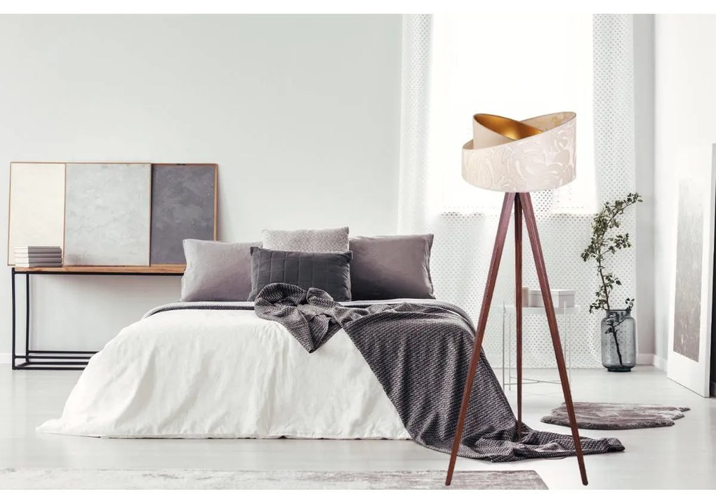 Stojacia lampa Werona 7, 1x krémové textilné tienidlo so vzorom, g, pb
