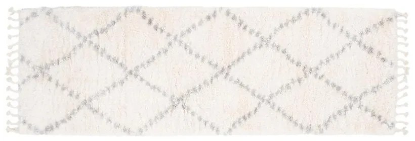 Kusový koberec shaggy Karo krémovo sivý atyp 70x200cm