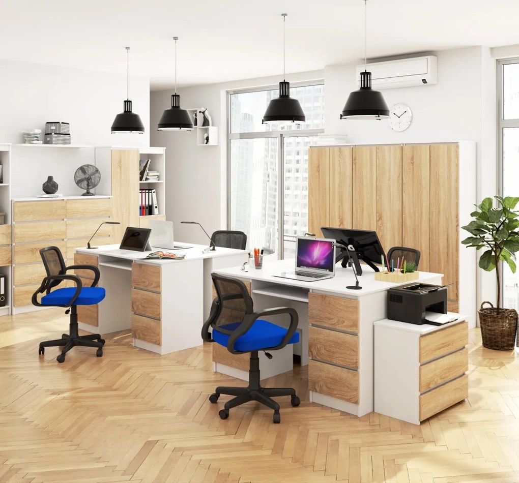 Písací stôl A-11 135 cm biely/dub sonoma