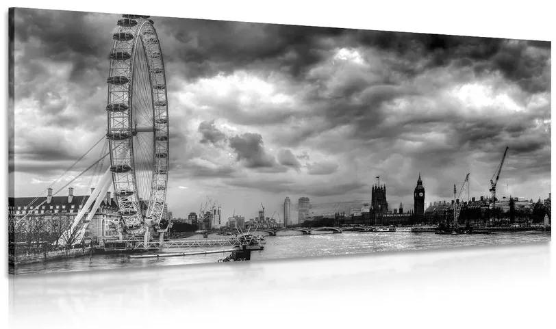 Obraz jedinečný Londýn a rieka Temža v čiernobielom prevedení Varianta: 100x50