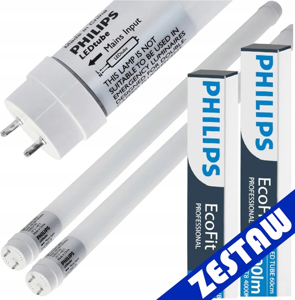 SADA 2x Philips LED trubica 60cm 9W 900lm 4000K 20 000h T8 EcoFit