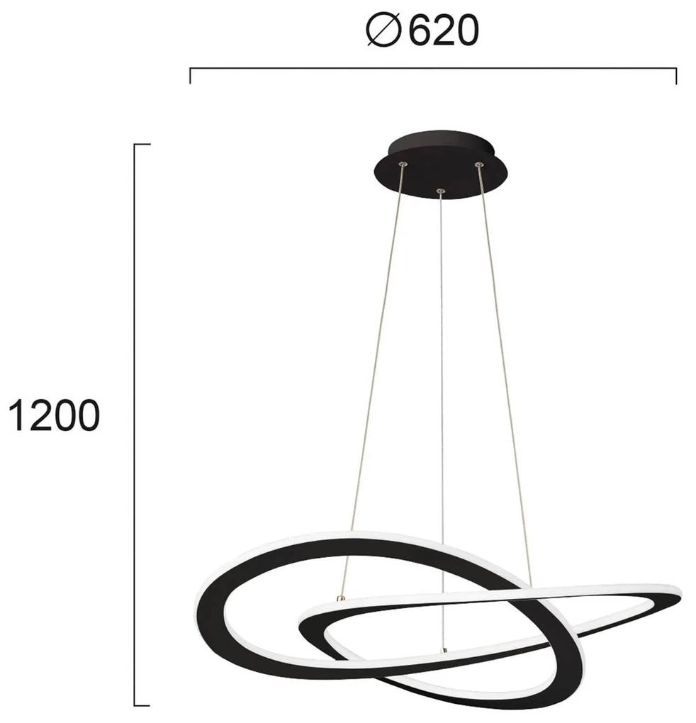 Závesné LED svietidlo Charlie, Ø 62 cm, čierne