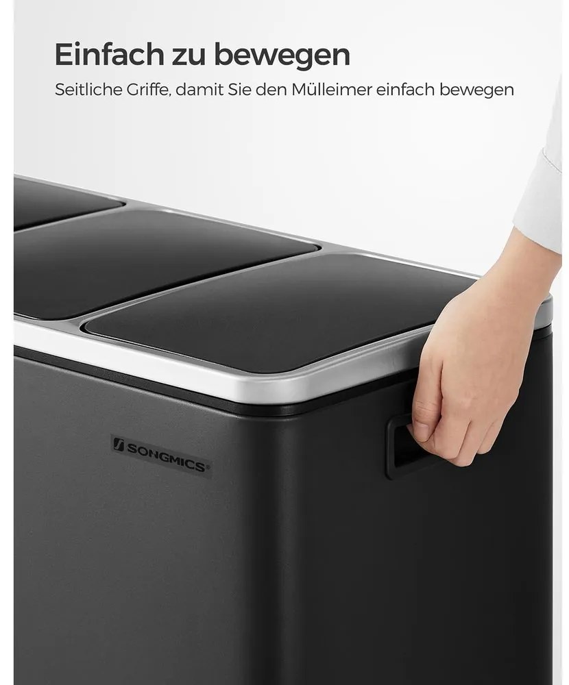 Recyklačný odpadkový kôš SONGMICS LTB54BK