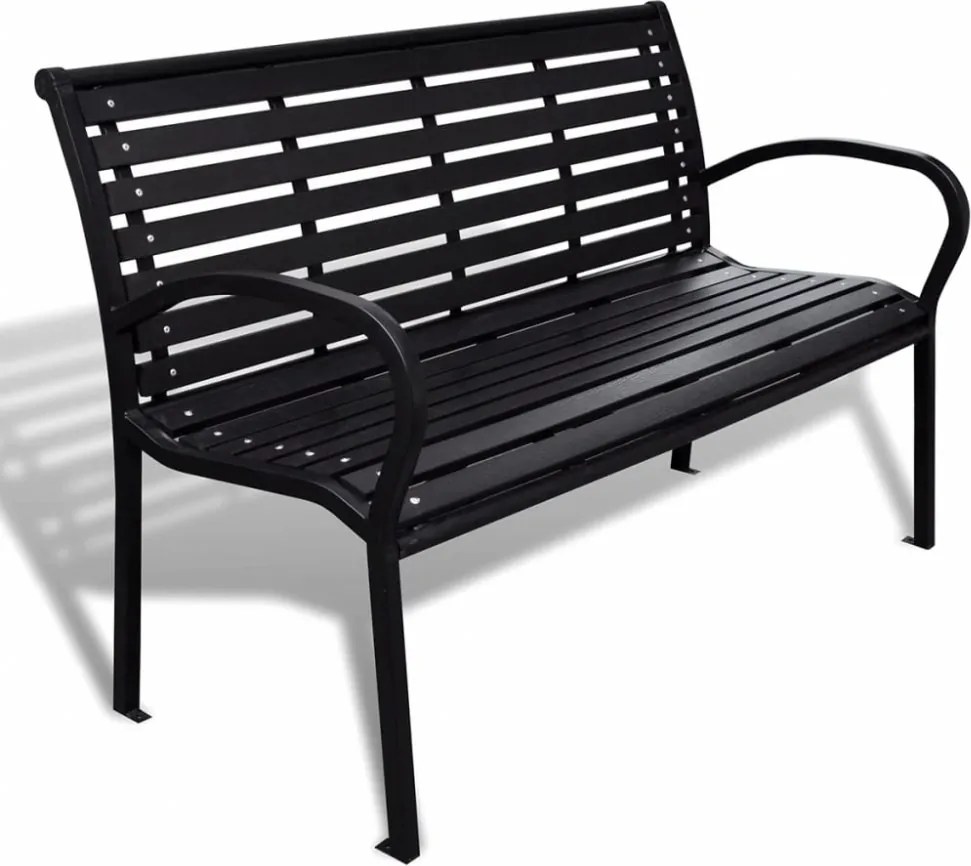 Záhradná lavička s oceľovým rámom čierna