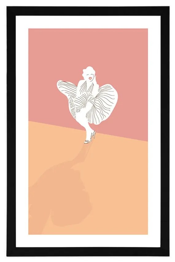 Plagát s paspartou famózna Marilyn Monroe - 60x90 black