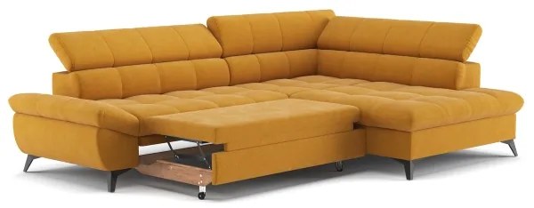 Rozkladacia rohová sedacia súprava L MARANO pravá oranžová