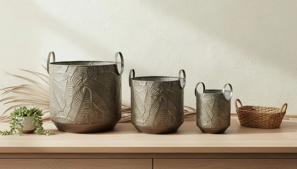 Sada 3 ks květináčů MARINA IX hnědá