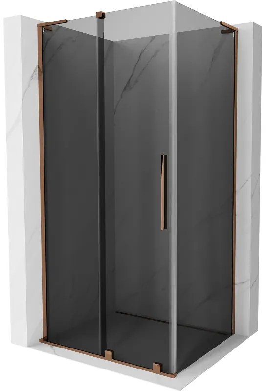 Mexen Velar L, sprchový kút s posuvnými dverami 90 x 80 cm, 8mm šedé sklo, ružové zlato, 871-090-080-43-60