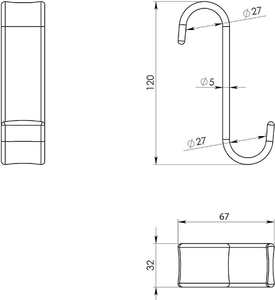 Aqualine Aqualine, háčik na vykurovacie teleso, termoplast, čierna, 202514