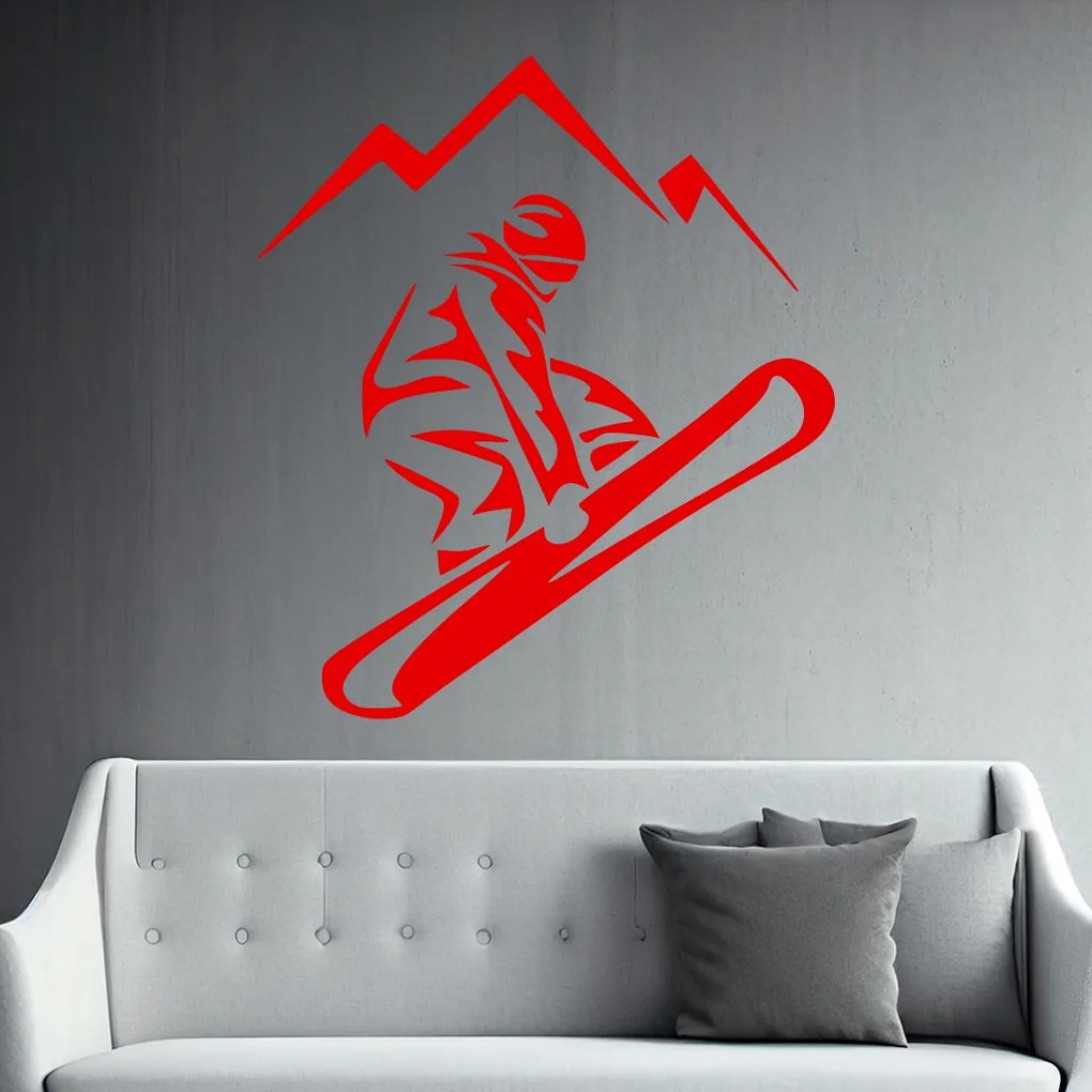 Veselá Stena Samolepka Snowboardista Farba: žlutá, Veľkosť: 60 x 69 cm