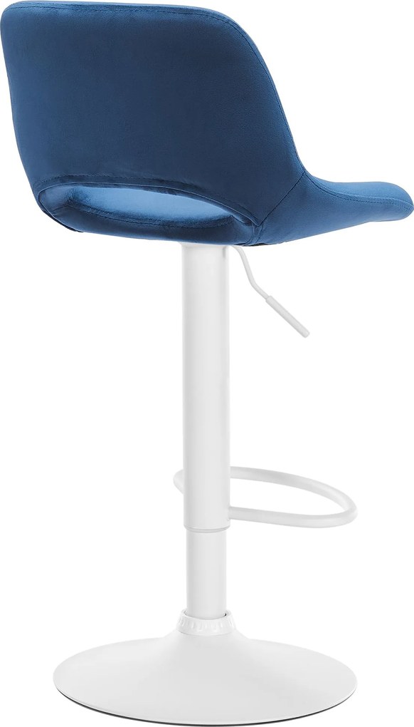 Barová stolička Camden - zamat, biely rám Modrá