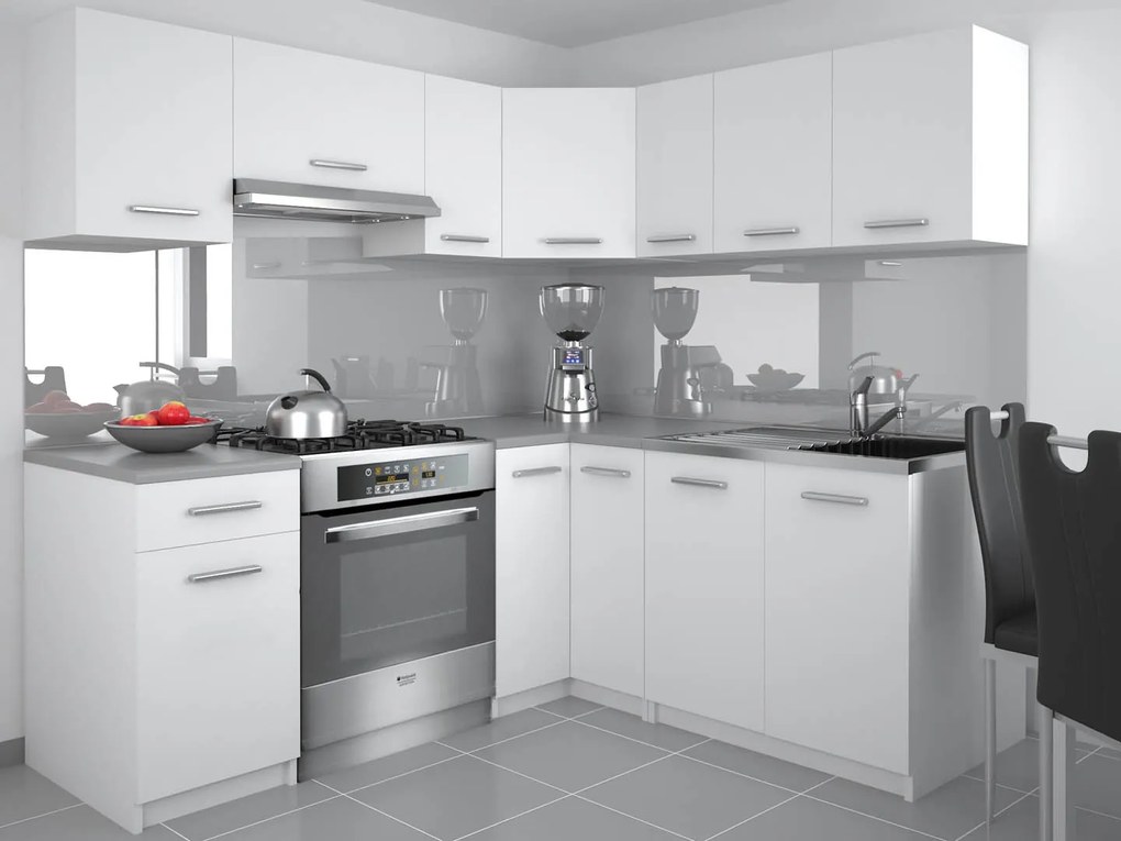 Kuchynská linka Belini 360 cm biely mat s pracovnou doskou Lidiauniqa TOR LIDIAUNIQA3/4/WT/WT/0/E