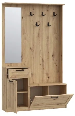 Predsieňová stena so zrkadlom KAVI v dekore dub artisan