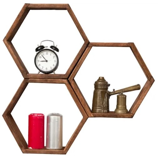 SADA 3x Nástenná polica ELFO 38x58 cm hnedá