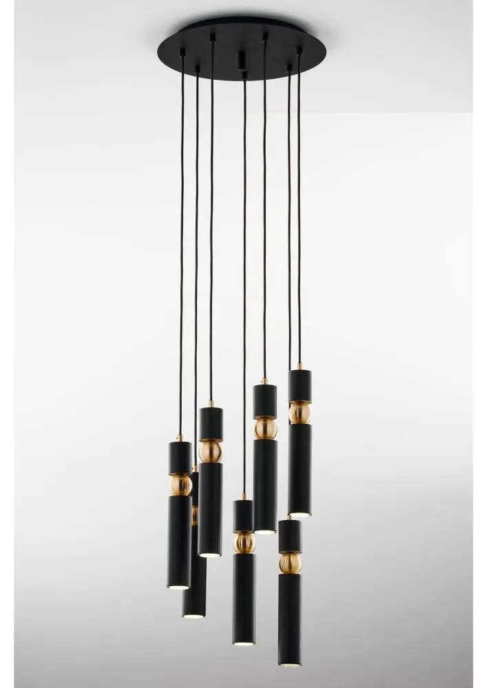 Jupiter 2015 - Luster na lanku ALAS 7xGU10/10W/230V čierna/zlatá