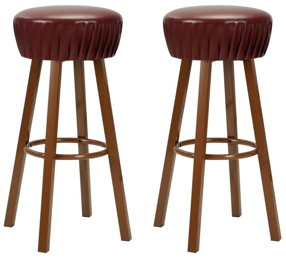 Barové stoličky 2 ks, hnedé, umelá koža