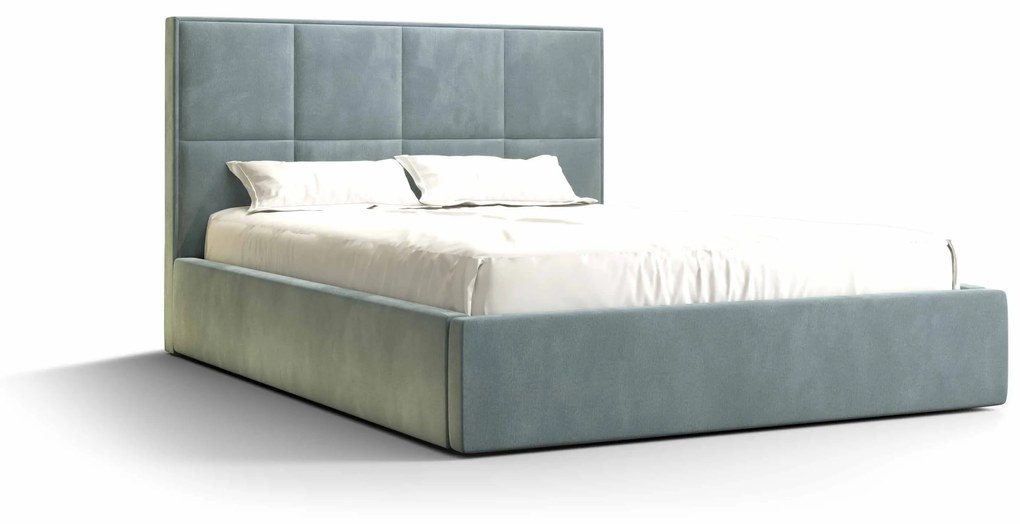 Manželská posteľ 140 cm Gino (modrá) (s roštom a úložným priestorom). Vlastná spoľahlivá doprava až k Vám domov. 1046921