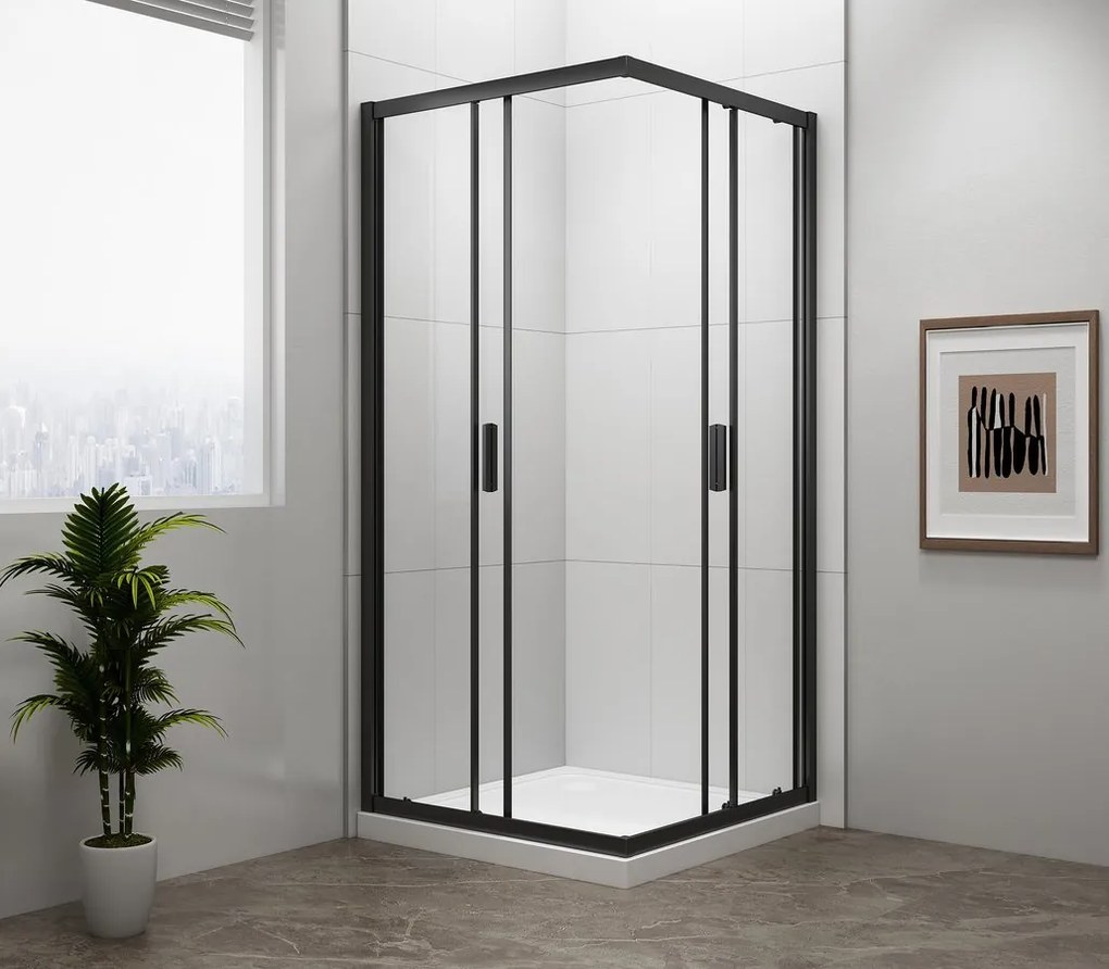 Polysan Polysan, EASY BLACK štvorcová sprchová zástena 900x900mm, číre sklo, EL5115B